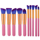 10 Pieces Wood Handle Makeup Cosmetic Eyeshadow Foundation Concealer Contour Eyeshadow Blending Brushes Set