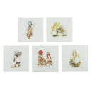 5 Pieces Assorted Country Girl Pattern Hand Dyed Printed Cotton Fabric Sewing DIY Patchwork 15x15cm