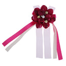 Wedding Groom Bride Boutonniere Corsage Flower Brooch Pin Ribbon Wine Red