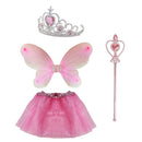 4/set Sweet Girls Pink Fairy Angel Costume Buttergly Wing/Tutu Skirt/Crown/Wand Fancy Dress