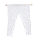 1/12 Dollhouse Miniature Triangular Lace Curtain with Wooden Rod Rail for Dolls Windows Accessory