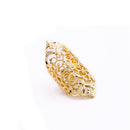 Fashion Punk Hollow Flower Knuckle Hinged Finger Ring Jewelry Gold