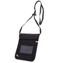 Flexible Strap Neck Pouch Passport Money Card Bag Holder Travel Accessory Black