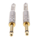 Pack of 2 Gold Plated 6.35mm 1/4 '' Male DIY Mono Plug Audio Adapter Spring