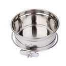Stainless Steel Cage Clamp Bolt Cup Bird Cat Dog Food Water Hanging Bowl L