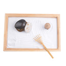 Zen Garden Sand Kit Home Table Feng Shui Rake Pebbles Wooden Tray Ornament