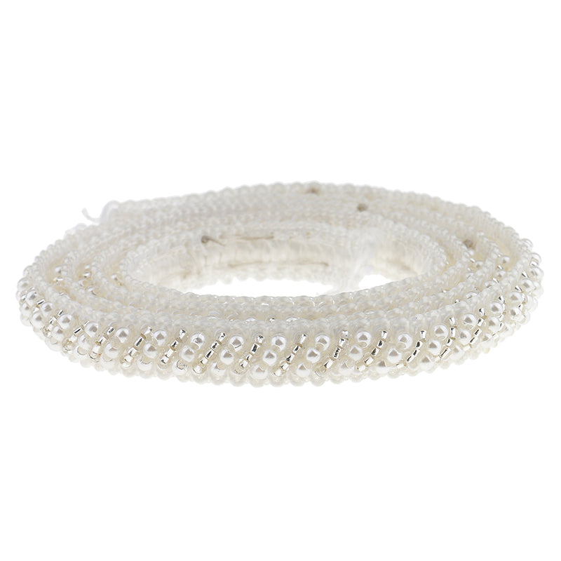 1 Yard Pearl Glass Beaded Lace Trims Applique Ribbon Sewing Craft wedding Dress Decoration