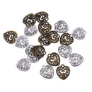 20 Pieces Hollow Filigree Heart Shape Zinc Alloy Metal Fashionable Beads For Jewelry Making