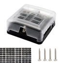 6-Way Blade Fuse Box 32V LED Illuminated Automotive Fuse Block for Car Boat Marine Trike with LED Indicator Light Kit