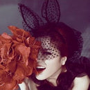 Fancy Dress Costume Party Black Rabbit Long Ears Headband with Lace Mask Small