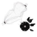 Women Girls Ladies Elegant Feather Veil Net Mesh Headwear Hair Clips Wedding Bridal Party Accessories Black