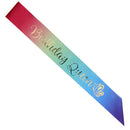 Sparkling Birthday Queen Satin Sash Birthday Girls Sash Ribbon Rainbow