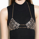 Stylish Gypsy Crystal Harness Bikini Bra Top Body Chain Necklace Jewelry