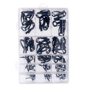 200Pcs 20 Sizes Freshwater Saltwater Suf Casting Black Fishing Rod Parts Tip Tops Stainless Steel Repair Guides DIY Set Kits with Fishing Tackle Box