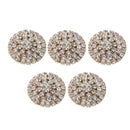 5 Pieces Round Alloy Rhinestone Crystal Flatback Craft Buttons Embellishment for DIY Clothing Bag Decoration