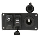 DC 12V/24V Push Rocker Switch & Power Socket & USB Port Power Supply Blue Indicator for Cars Trucks ATVs