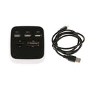 3Port USB 2.0 Hub with M2 TF MS Card Reader Colorful LED Light for Laptop