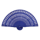 Vintage Wood Hollow Carved Hand Fan Foldable Fan - Blue