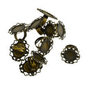 10 Piece Adjustable Brass Blank Oval Bezel Setting Tray Filigree Flower Ring