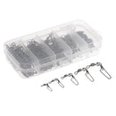 150pcs Stainless Steel Rolling Swivel with Coast Lock Snaps Fishing Lure Hook Line Connectors 1# 2# 4# 6# 8