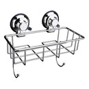 Suction Bathroom Wall Accessories Shower Caddy Storage Basket with Hooks