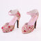 1/3 BJD Girl Dolls Shoes - Artificial Suede Ankle Strap High Heels - for LUTS for DOD for Lolita Dolls Party Outfit Accessory Pink Printed