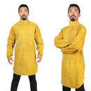 Leather Welding Jackets 100CM Length Long Welding Apron, Flame Resistant Welder Clothes Coat with Sleeves, Wear-resistant Anti-scald Welding Cape