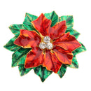 Christmas Custom Fit Green&Red Flower Shaped Pins with Rhinestone Crystal Brooch Pin & Jewelry Pendant 5cmx6cm for Child Adult