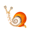 Cute Enamel Orange Rhinestone Crystal Snail Brooch Pin Cartoon Jewelry