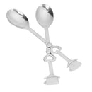 Pair Of Stainless Steel Enchanting Demitasse Heart Accents Teacup Shaped Ends Spoon Silver