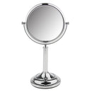 6'' Stainless Steel Tabletop Double Sided Free Standing Vanity Shaving Make Up Mirror For Shower Bathroom 3x Magnification 360Â°Adjustable Swivel Rotation