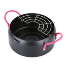 Japanese Tempura Fryer Pot, Mini Deep Fry Pan with Drainer, 7 Inch (18 cm)