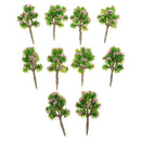 10 Pieces Plastic Model Trees with Pink Flower Layout Train Railroad Landscape Scenery 1:200 Z Scale Building Kits Toys DIY