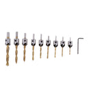 10Pieces Chamfering Mortising Chisel Woodworking Chamfer Twist Drill Bit Reamer
