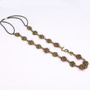 Lady Fashion Metal Chain Jewelry Antique Brass Flower Elastic Hair Headband