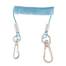 Retractable Coiled Fishing Lanyard Steel Wire Inside with Snap Clips Blue
