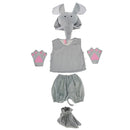 Kids Animal Costume Set Elephant Hat Top Shorts Gloves Shoes Party Halloween