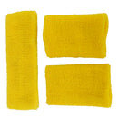 Outdoor Sportswear Sweat Absorbing Soft Comfortable Headwear Elastic Headband + Pack of 2PCS Wristband- Yellow