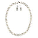 Women Bridal Wedding Faux Pearl Rhinestone Necklace Earrings Jewelry Set