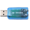 External Virtual USB 3D 5.1 Channel Sound Card Audio Adapter for PC Blue