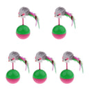 5pc/Pack Mouse Shape Roly-poly Feather Tumbler Funny Cat Toy Cat Supplies