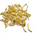 50Pcs Gold Color Engraved Pattern Tube Swirl Noodle Beads Jewelry Making