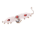 Women Fashion Lace Crystal Flower Bracelet Bells Tassel Charm Beads Anklet