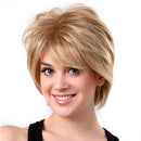 Fashion Short Straight Fluffy Light Blonde Wig Heat Resistant Synthetic Hair Wig for Women