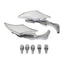 2x Universal Motorcycle Motorbike Chrome Flame Gothic Rear View Side Mirror