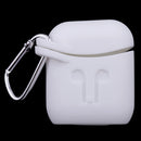 Earphone Case , Silicone Protective Cover + Key Ring Clasp Set for Apple Airpods Wireless Headset Charging Box White