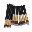 Set Of 8PCS Makeup Brush Foundation Applicator Eye Lip Face Makeup Tool Beauty Supplies Black+ Gold