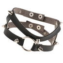 Vintage Punk PU Leather Choker Necklace Goth O-Ring Choker Collar Hoop Chain