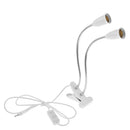 E27 LED Planting Grow Light Clip On Flexible Lamp Holder EU Plug Dual Head