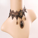 Women Gothic Retro Lace Spider Web Choker Necklace Bead Pendant Chain Collar